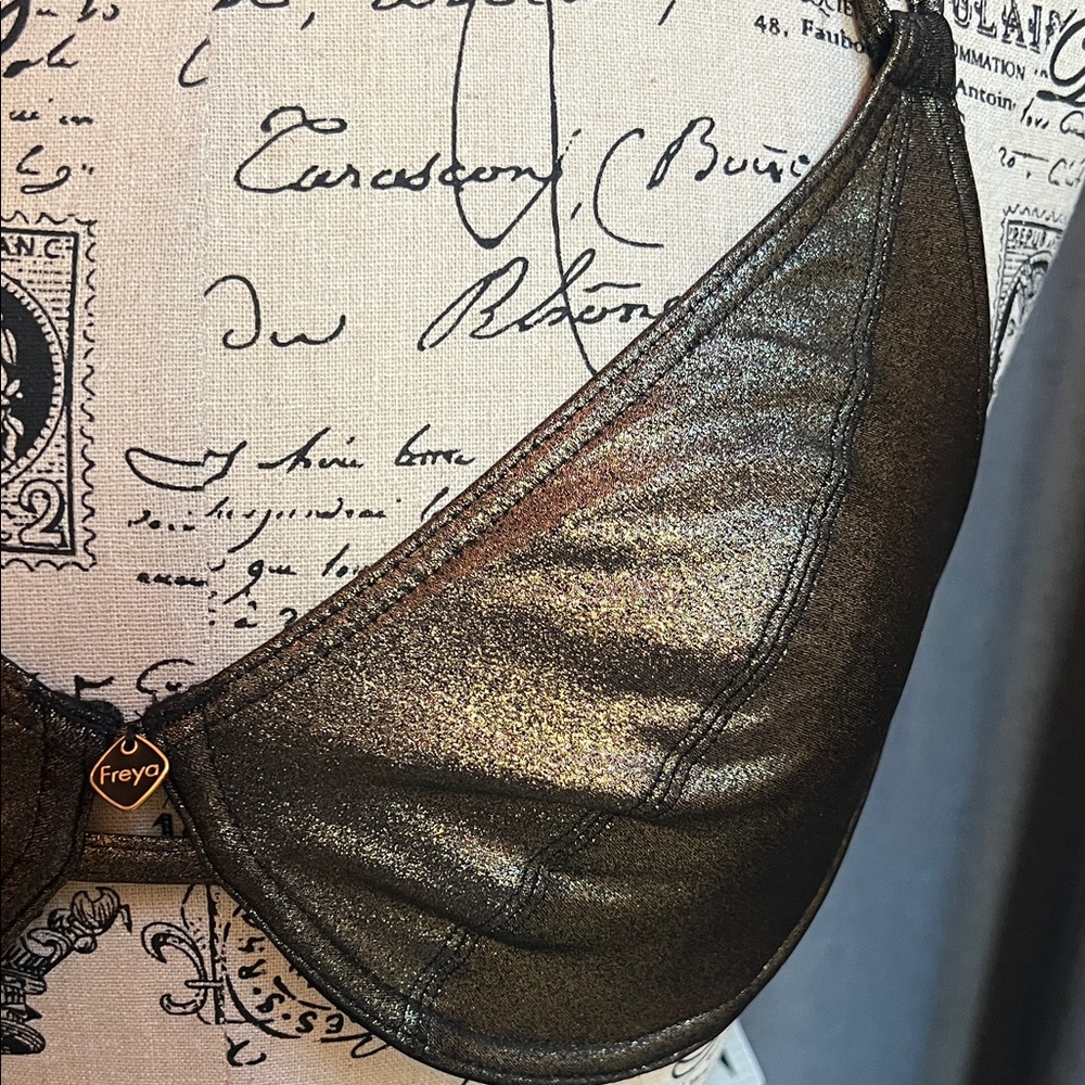 Freya Black and Gold Halter Bra - Picture 2 of 9